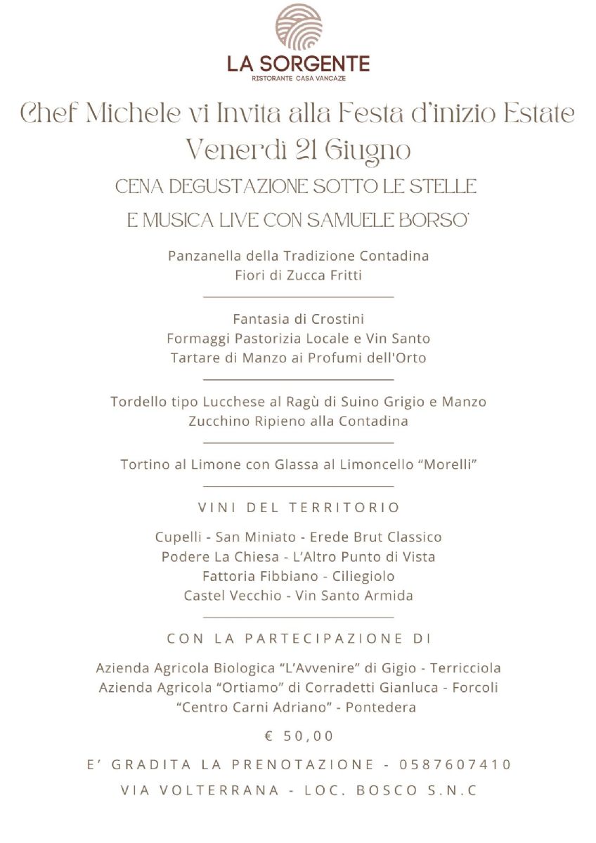 Venerd� 21 Giugno 2024 - Festa d'inizio estate